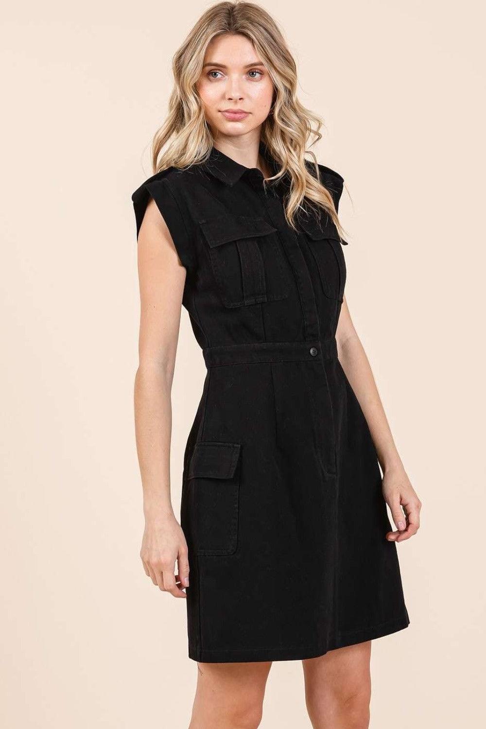 Mittoshop Cargo Pocket Half Button Mini Dress | Mini Dresses Daverri Fashions