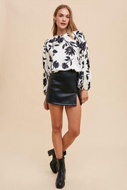 Annie Wear Frill Printed Balloon Sleeve Blouse | Blouses Daverri Fashions