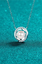 Moissanite Pearl Rhodium-Plated Necklace | Necklaces Daverri Fashions