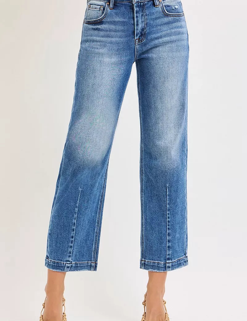 DARK RISEN High Rise Crop Boyfriend Tapered Jeans | Jeans Daverri Fashions