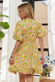 ADORA Puff Sleeve Floral Dress Yellow | Mini Dresses Daverri Fashions