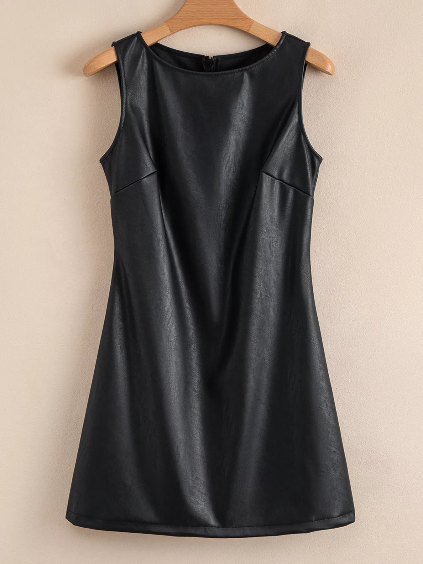 Vegan Leather Sleeveless Mini Dress | Dresses Daverri Fashions