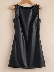Vegan Leather Sleeveless Mini Dress | Dresses Daverri Fashions