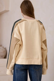 Contrast Round Neck Long Sleeve Sweatshirt | Sweatshirts Daverri Fashions