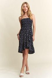 ADORA Smocked Floral Tube Dress with Pockets | Knee Length Dresses Daverri Fashions