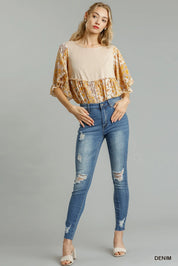 Umgee Distressed Skinny Jeans with Edge Detail | Jeans Daverri Fashions
