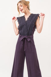 And The Why Laced Surplice Tie Waist Jumpsuit | Jumpsuits Daverri Fashions