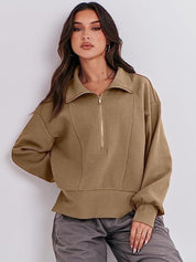 Half Zip Up Collared Sweatshirt | Sweatshirts Daverri Fashions