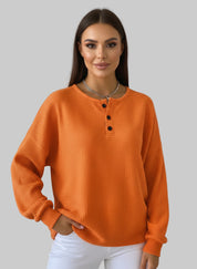 Full Size Waffle Knit Button Detail Top Plus Size | Knit Tops Daverri Fashions