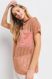 Ces Femme See Through Crochet Mock Neck Cover Up | Cover-Ups Daverri Fashions