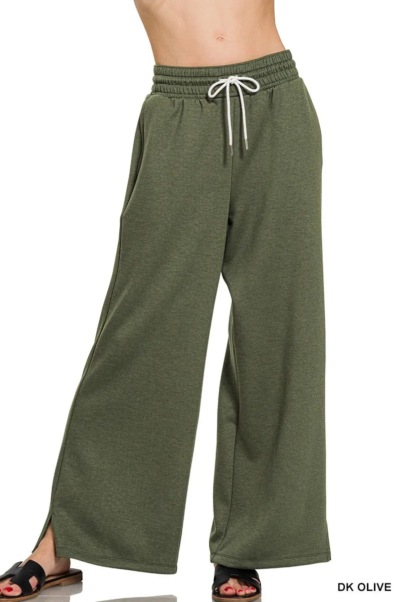 DK OLIVE Zenana Scuba Drawstring Pants Dk Olive | Loungewear Bottoms Daverri Fashions