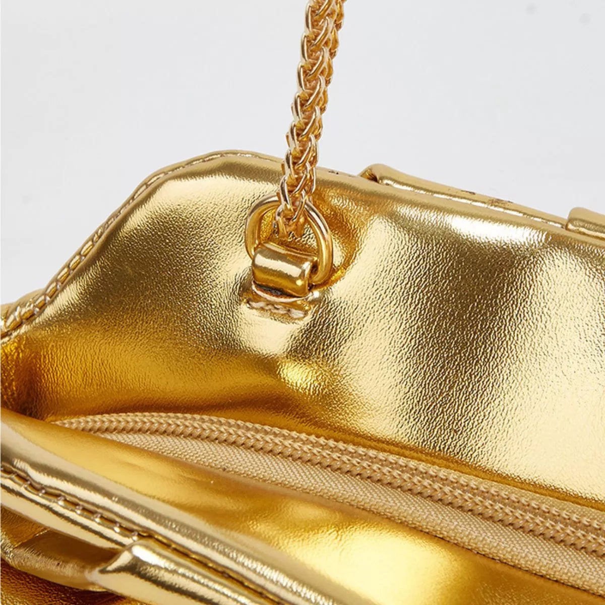 Ruched Shoulder Bag with Chain Strap | Handbags Daverri Fashions