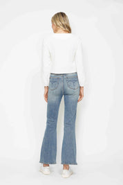 Judy Blue Full Size Tummy Control Back Embroidered Pocketed Bootcut Jeans Plus Size | Daverri Fashions