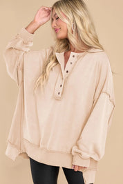 Exposed Seam Long Sleeve Sweatshirt | Sweatshirts Daverri Fashions