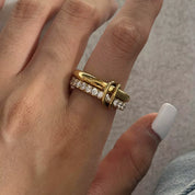18K Gold-Plated Double Layered Ring | Rings Daverri Fashions