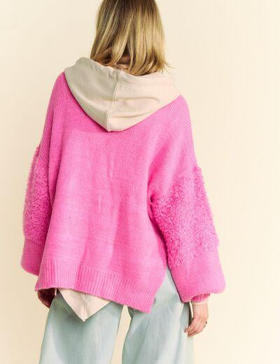 Davi & Dani Side Slit Open Front Long Sleeve Cardigan | Cardigans Daverri Fashions