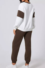 Drop Shoulder Loose Sweatshirt and Joggers Active Set | Loungewear sets Daverri Fashions