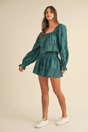 MABLE Embroidered Scalloped Lace Top and Short Set | Outfit Sets Daverri Fashions