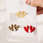 4 Pair Heart Stud Earrings | Earrings Daverri Fashions