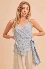 Aemi + Co Ditsy Floral Surplice Adjustable Straps Cami | Daverri Fashions