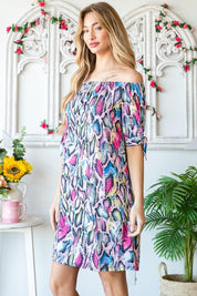 Heimish Full Size Off Shoulder Snake Mini Dress | Daverri Fashions