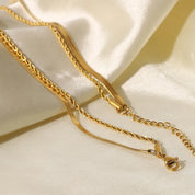 18K Gold-Plated Double-Layered Necklace | Necklaces Daverri Fashions