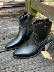 Black Point Toe Block Heels Ankle Boots | Boots Daverri Fashions