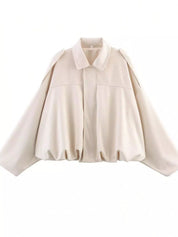 Off-white Zip Up Oversized Jacket | Jackets Daverri Fashions