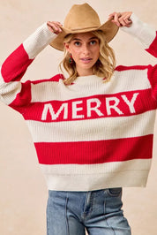 BiBi Christmas Merry Lettering Sweater | Sweaters Daverri Fashions