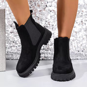 Black Elastic Side Panels Ankle Boots | Boots Daverri Fashions