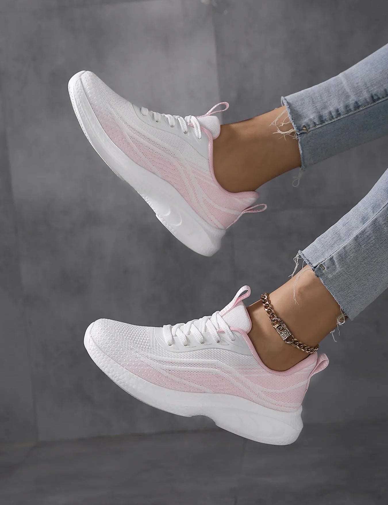 Gradient Lace Up Mesh Breathable Athletic Sneakers | Sneakers Daverri Fashions