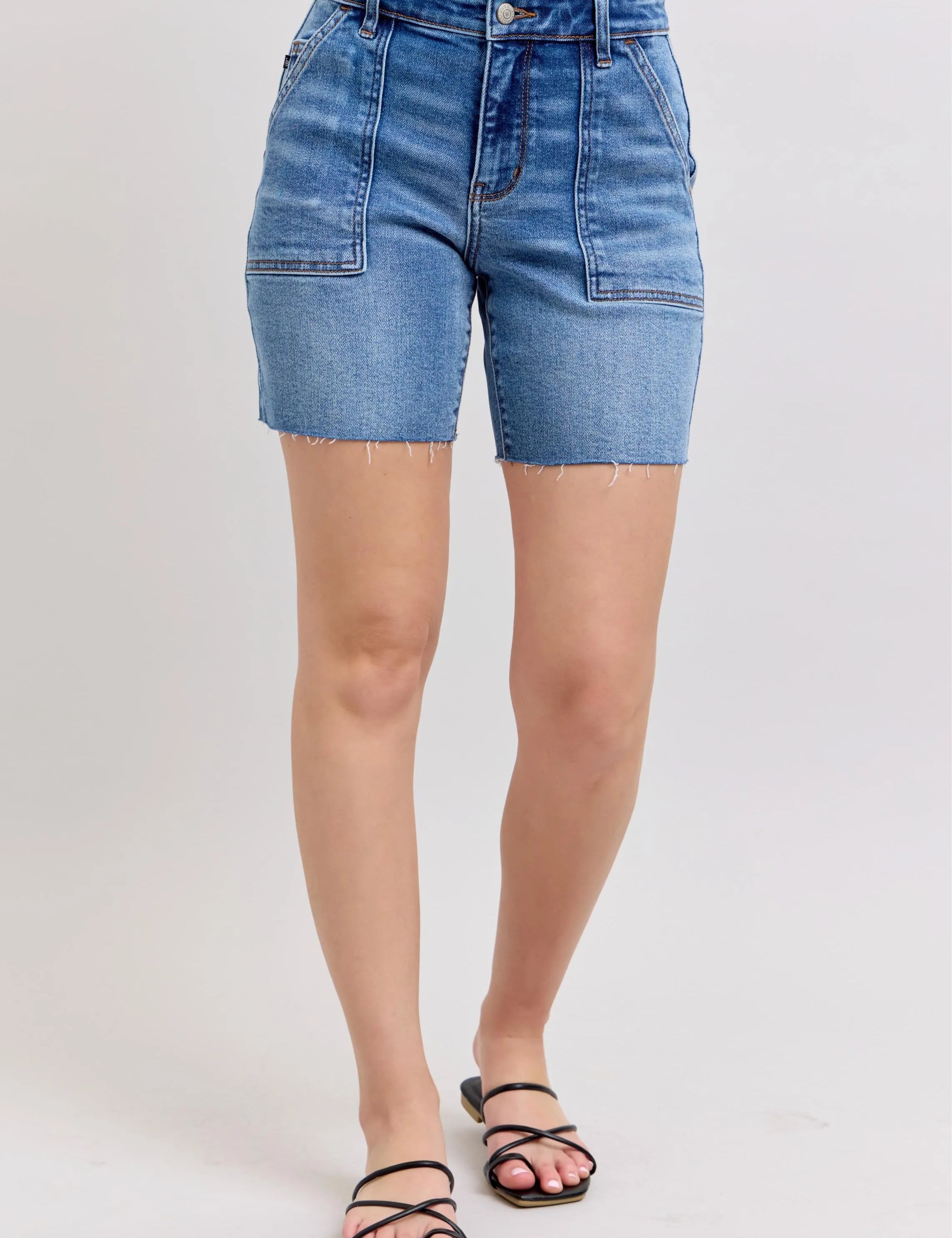 Back Flap Pockets Plus Size | Denim Shorts Daverri Fashions