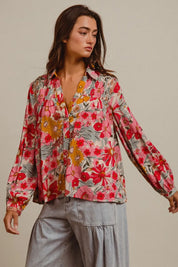 BiBi Woven Floral Printed Shirt Top | Tops Daverri Fashions