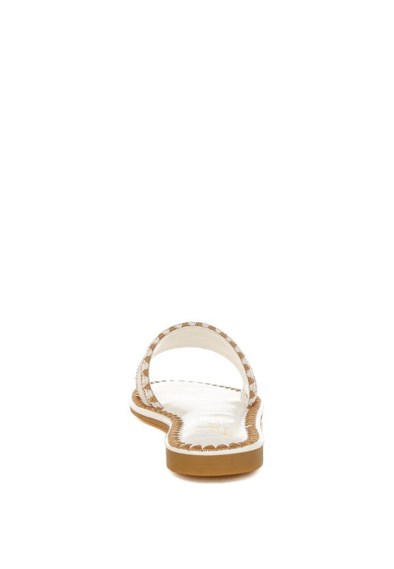 Hot Hub Beaded Lake Como Flat Slip Ons | Slides Daverri Fashions