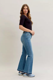 Judy Blue Full Size Mid Rise Slim Bootcut Tummy Control Release Hem Jeans Plus Size | Jeans Daverri Fashions