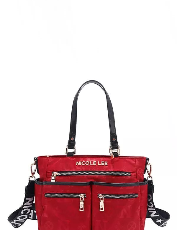 RED One Size Multi-Compartment Convertible Tote Bag | Handbags Daverri Fashions