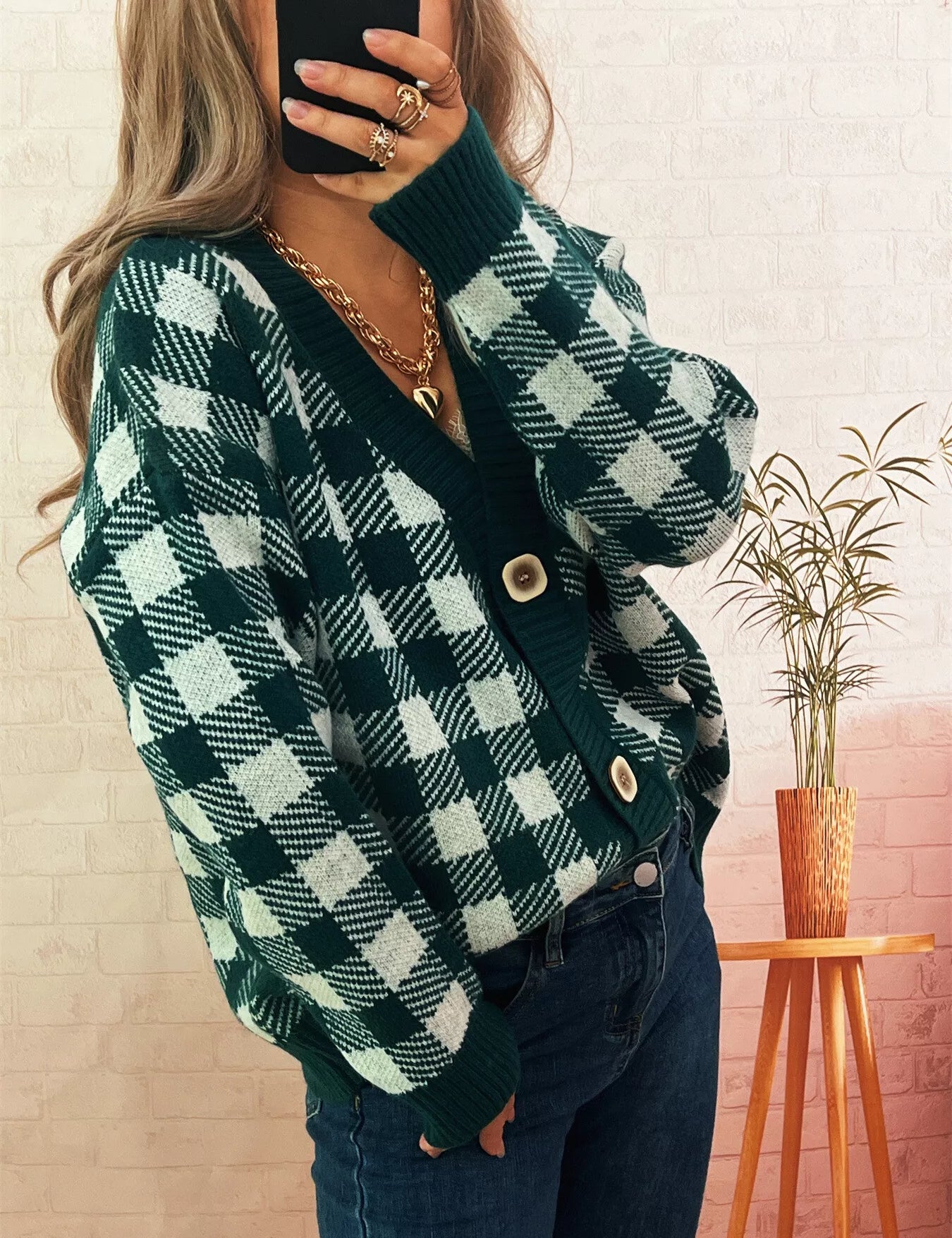 Plaid Button-Down Cardigan | Cardigans Daverri Fashions