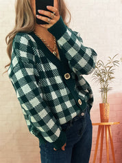 Plaid Button-Down Cardigan | Cardigans Daverri Fashions