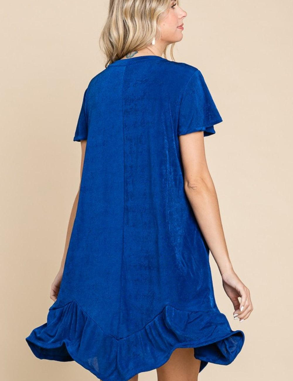 Culture Code Full Size Short Sleeve Ruffled Asymmetric Hem Dress | Mini Dresses Daverri Fashions