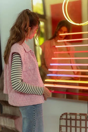 Annie Wear Texture Quilted Snap Down Vest Coat | Vest Jackets Daverri Fashions