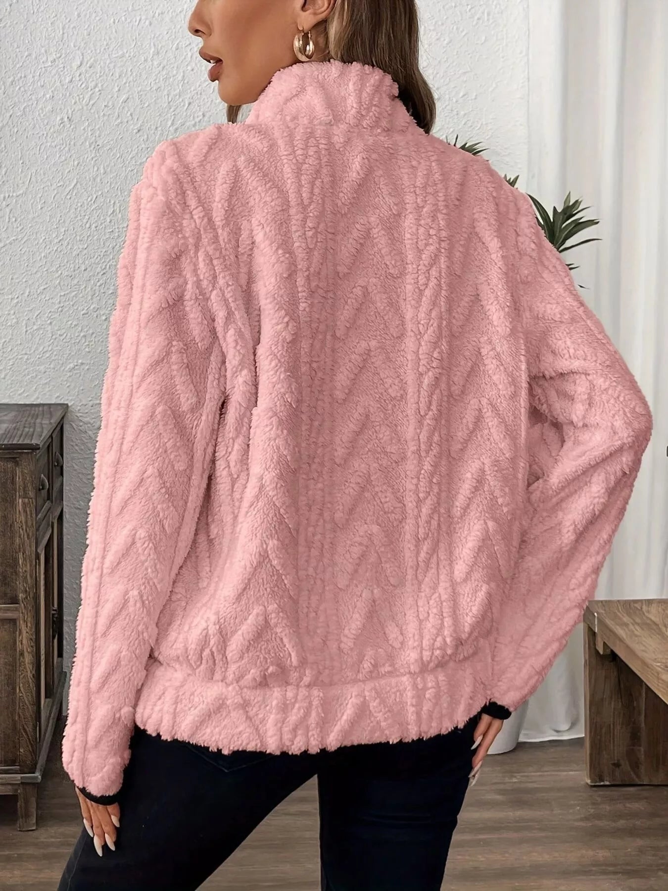 Cozy Sherpa Half Zip Sweatshirt | Sweatshirts Daverri Fashions