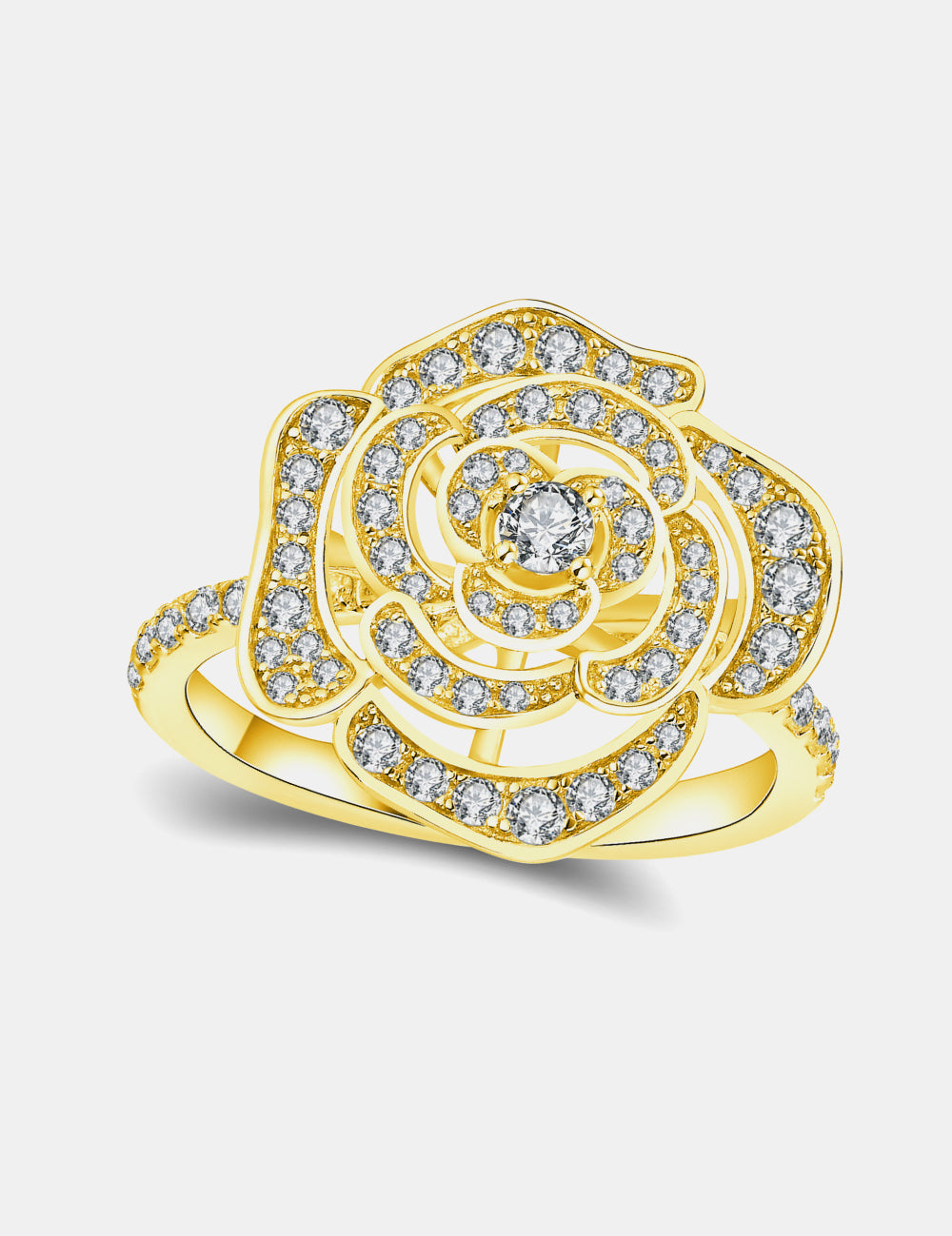 Gold Moissanite Flower Shape Ring | Rings Daverri Fashions