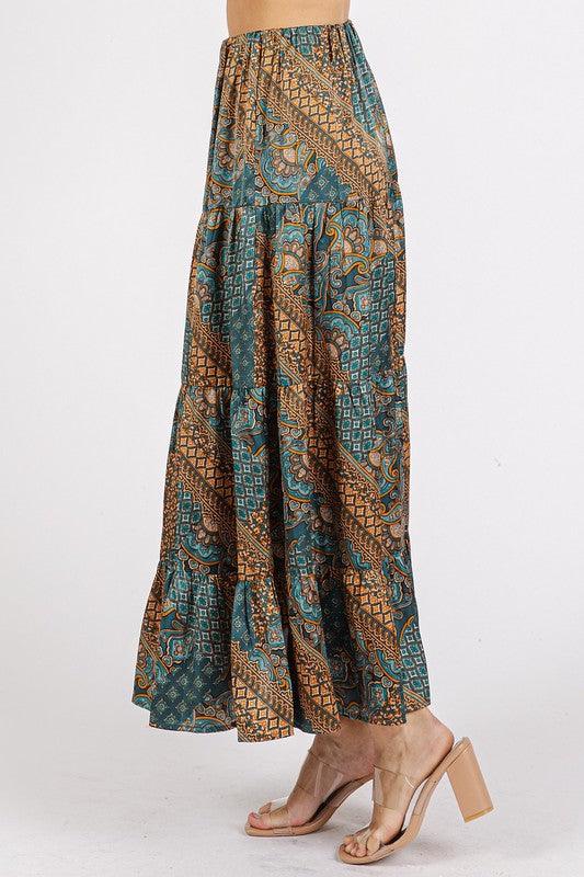 Mittoshop Paisley Patchwork Print Satin Maxi Skirt | Skirts Daverri Fashions