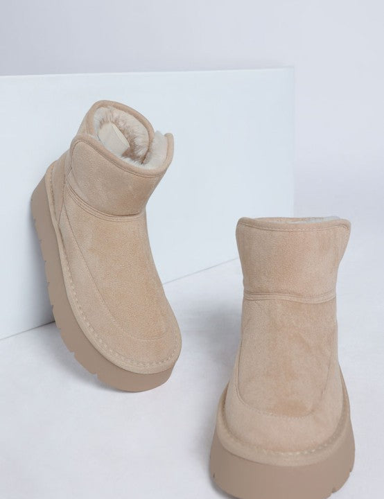 Sand Holias Chunky Heeled Snow Boots | Boots Daverri Fashions