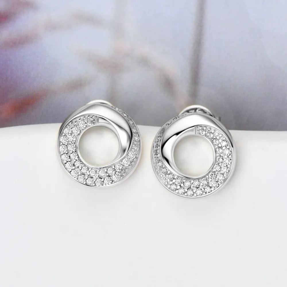 925 Sterling Silver Inlaid Moissanite Stud Earrings | Sterling Silver Earrings Daverri Fashions