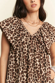 Davi & Dani Animal Printed Velvet Ribbon Mini Dress | Mini Dresses Daverri Fashions