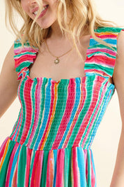 And The Why Full Size Striped Smocked Sleeveless Jumpsuit | Daverri Fashions