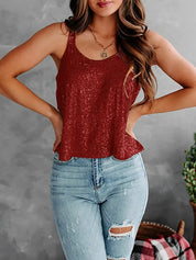 Sequin Scoop Neck Tank | Tank Tops Daverri Fashions