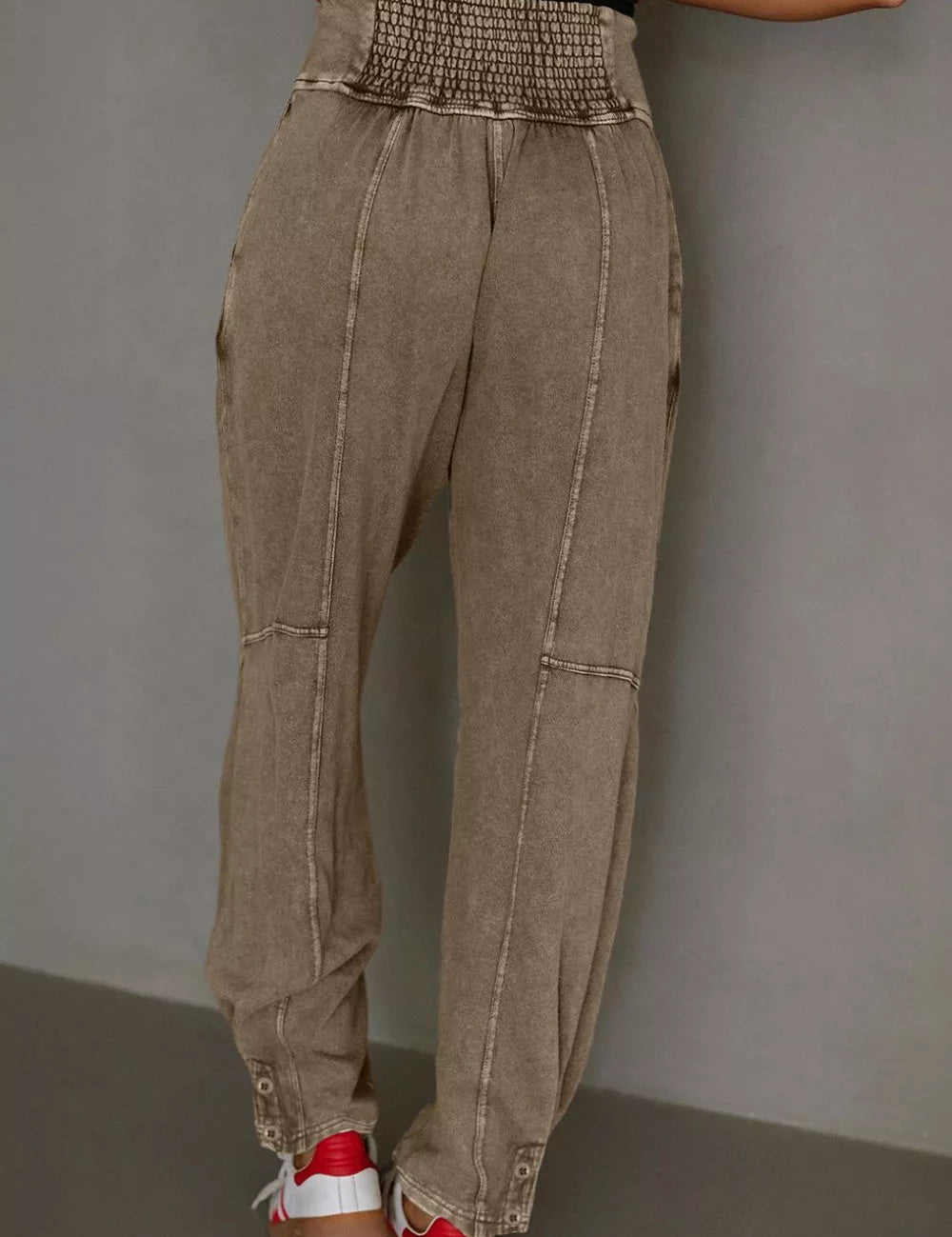 Vintage Wash High-Waisted Balloon Pants | Pants Daverri Fashions