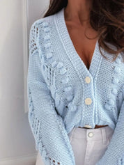 Button Up V-Neck Cardigan | Cardigans Daverri Fashions